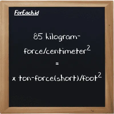 Example kilogram-force/centimeter<sup>2</sup> to ton-force(short)/foot<sup>2</sup> conversion (85 kgf/cm<sup>2</sup> to tf/ft<sup>2</sup>)